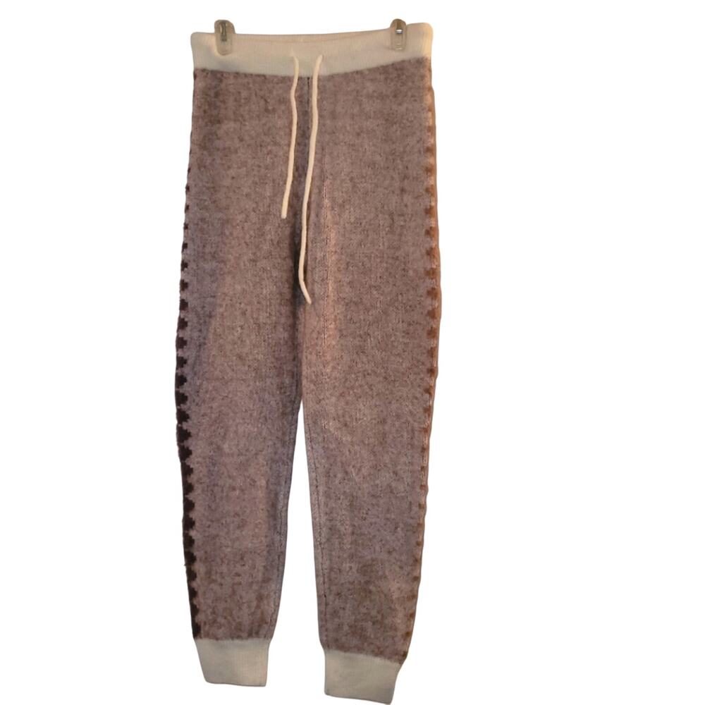 Lovers and Friends Tavi Fair Isle Knit Pants Womens Size S NWT Ivory & Tan